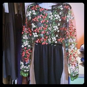 Boohoo mesh embroidery floral dress
